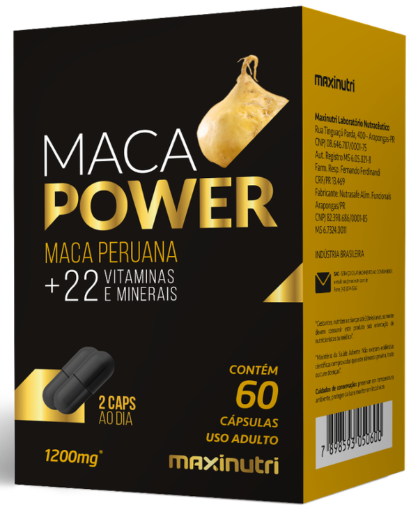 Maca Power (Maca Peruana + Vitaminas + Minerais) 1200mg 60 Cápsulas Maxinutri